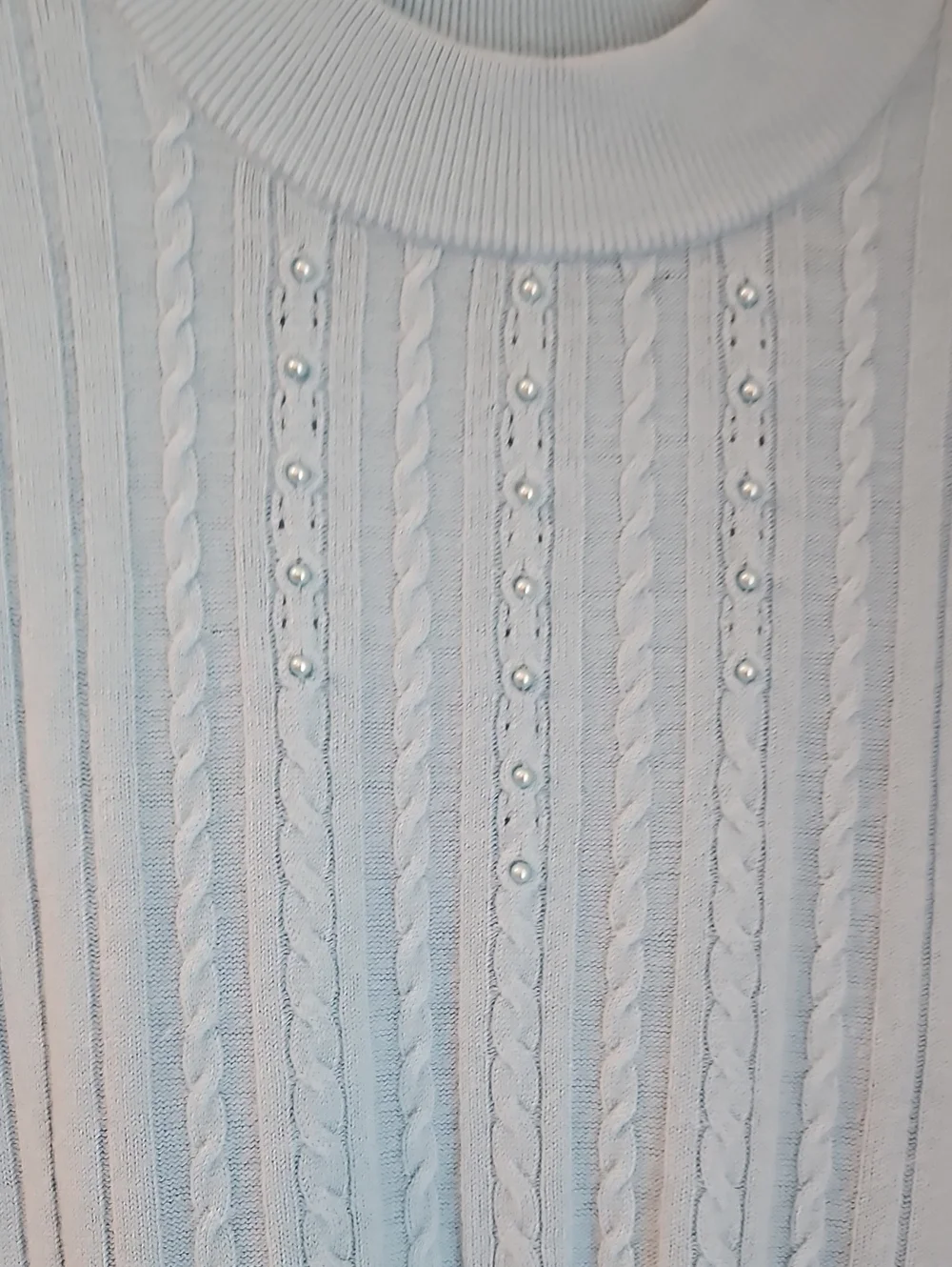 Petite Allison Daley VTG Petite Baby Blue S/M Beaded Pullover Sweater